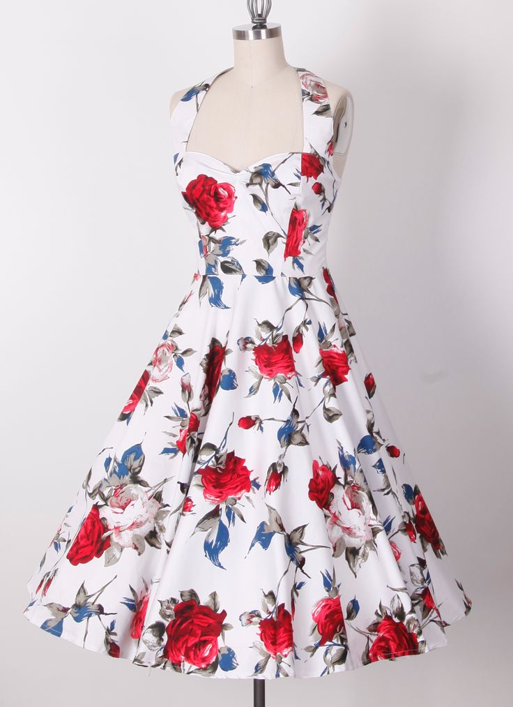 1950s dresses 50s halterneck swing pinup retro dress 20127242 [20127242] - £34.99 : queen  of JKYOOKA